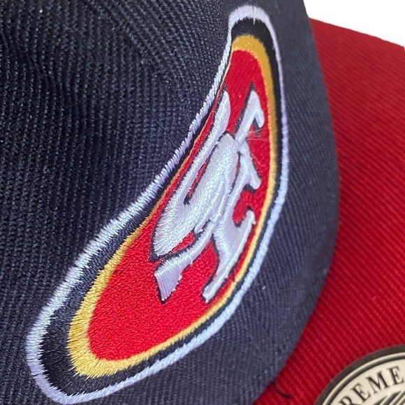 NFL San Francisco 49ers The Supreme Cap Snap Back Flat Bill NFL Red Black NWT OS - Picture 4 of 7